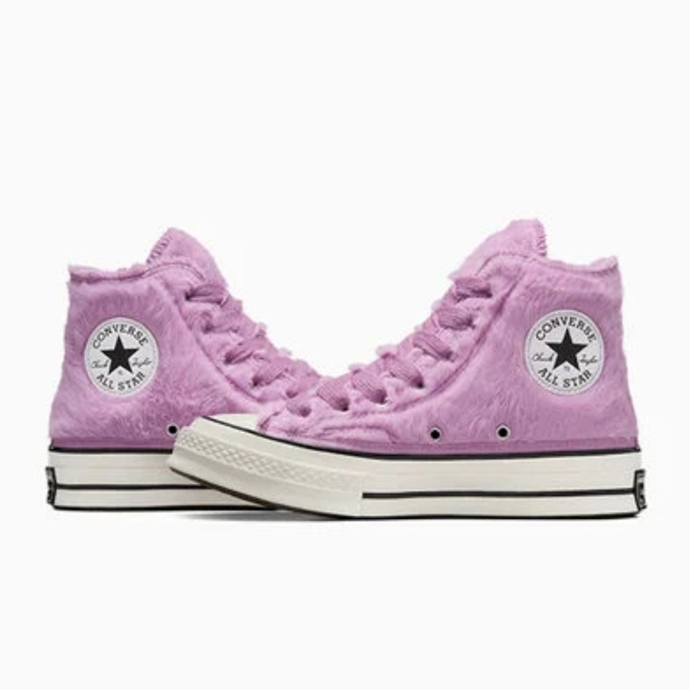 💓NEW!! CONVERSE PREMIUM Chuck 70 FAUX FUR High Top Sneakers/Pink A13382C